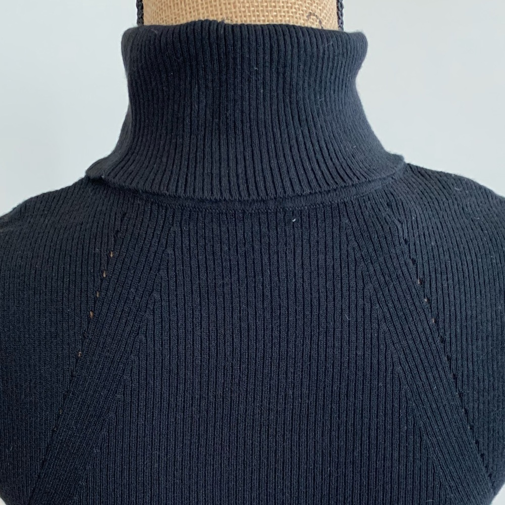 WHBM womens sleeveless ribbed turtleneck sweater black size small - Picture 5 of 12